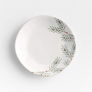 Crate & Barrel Set Of 4 Marin Holiday Winter Pine Salad Plates 8.5" Dinnerware